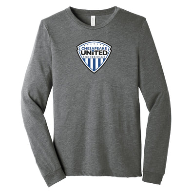 Chesapeake United SC Competitive Shield Short Sleeve Fan Long Sleeve T-Shirt Grey - Youth/Adult