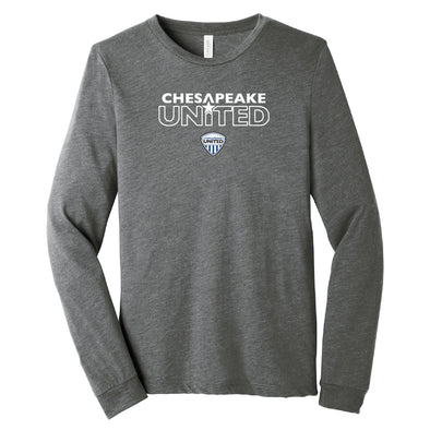 Chesapeake United SC Competitive Duel Short Sleeve Fan Long Sleeve T-Shirt Grey - Youth/Adult