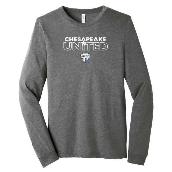 Chesapeake United SC Advanced Duel Short Sleeve Fan Long Sleeve T-Shirt Grey - Youth/Adult