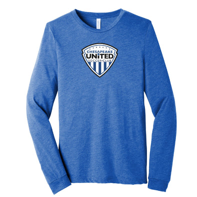 Chesapeake United SC Competitive Shield Short Sleeve Fan Long Sleeve T-Shirt Royal - Youth/Adult