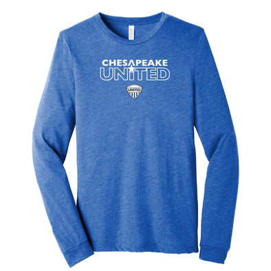 Chesapeake United SC Advanced Duel Short Sleeve Fan Long Sleeve T-Shirt Royal - Youth/Adult