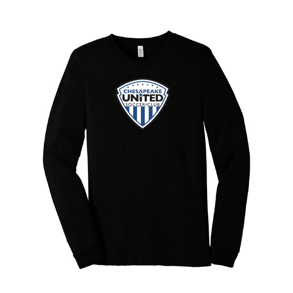 Chesapeake United SC Competitive Shield Long Sleeve Triblend T-Shirt in Black - Youth/Adult