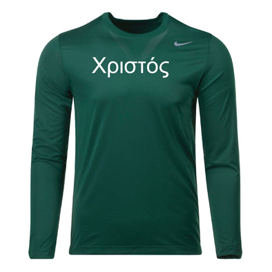 Christos FC Greek Lettering Nike Legend Long Sleeve Shirt Dark Green