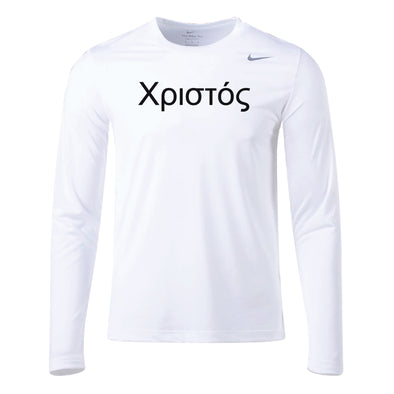 Christos FC Greek Lettering Nike Legend Long Sleeve Shirt White