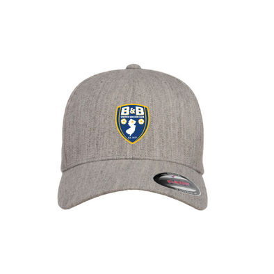 B & B United Soccer Club FAN Flexfit Wool Blend Fitted Cap Heather Grey