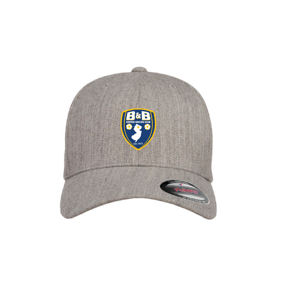 B & B United Soccer Club Flexfit Wool Blend Fitted Cap Heather Grey