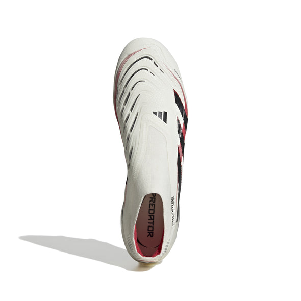 adidas Predator Elite Laceless FG Firm Ground Soccer Cleat - Off White/ Core Black/ Pure Ruby