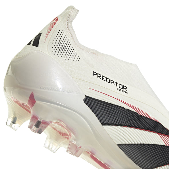 adidas Predator Elite Laceless FG Firm Ground Soccer Cleat - Off White/ Core Black/ Pure Ruby