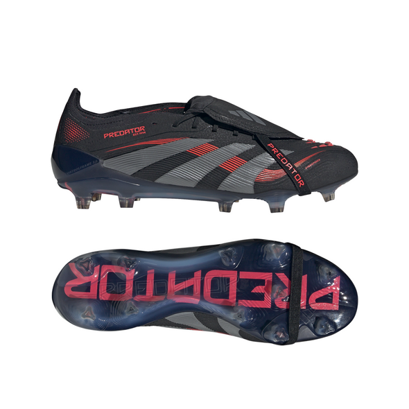 adidas Predator Elite Fold Tounge FG Firm Ground Soccer Cleat - Core Black / Grey Four / Lucid Red