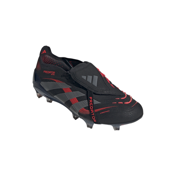 adidas Predator Elite Fold Tounge FG Firm Ground Soccer Cleat - Core Black / Grey Four / Lucid Red