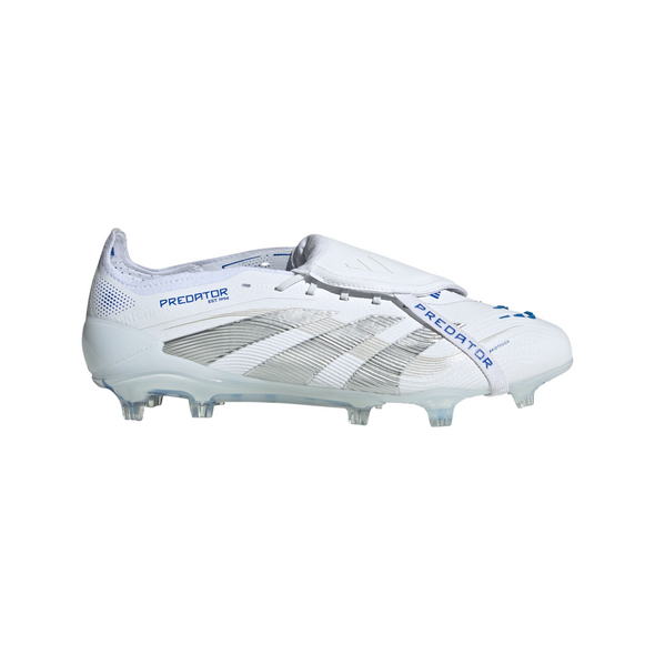 adidas Predator Elite Fold Tounge FG Firm Ground Soccer Cleat - Cloud White / Silver Metallic / Bright Royal