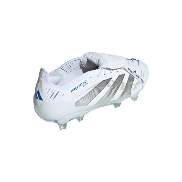 adidas Predator Elite Fold Tounge FG Firm Ground Soccer Cleat - Cloud White / Silver Metallic / Bright Royal