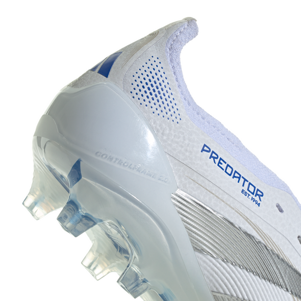 adidas Predator Elite Fold Tounge FG Firm Ground Soccer Cleat - Cloud White / Silver Metallic / Bright Royal