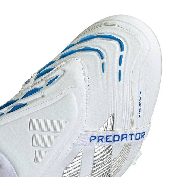 adidas Predator Elite Fold Tounge FG Firm Ground Soccer Cleat - Cloud White / Silver Metallic / Bright Royal