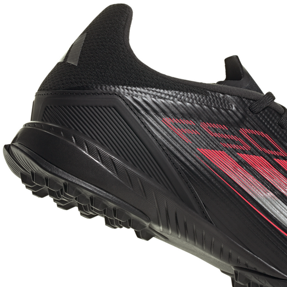 adidas F50 League TF Turf Soccer Cleats -Core Black / Iron Metallic / Lucid Red