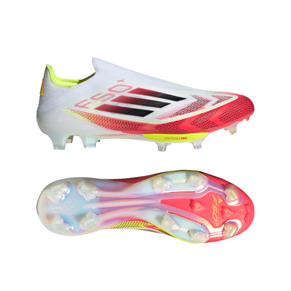 adidas F50 + FG Firm Ground Soccer Cleat- Cloud White / Core Black / Solar Yellow