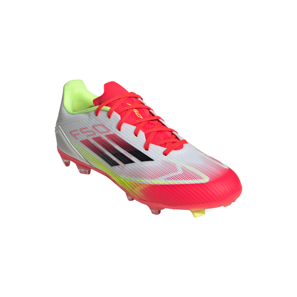 adidas F50 League FG Firm Ground Soccer Cleats- Cloud White/Core Black /Solar Yellow