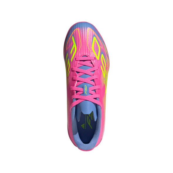 adidas F50 League Junior TF Turf Soccer Cleats- Lucid Pink /Lucid Lemon/ Blue Fusion