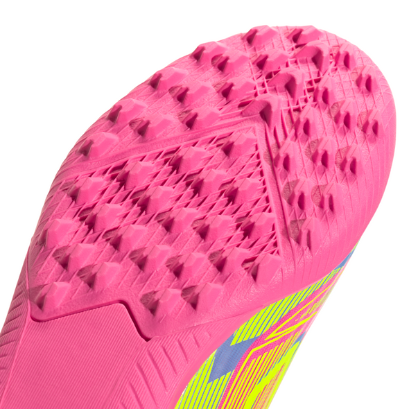 adidas F50 League Junior TF Turf Soccer Cleats- Lucid Pink /Lucid Lemon/ Blue Fusion