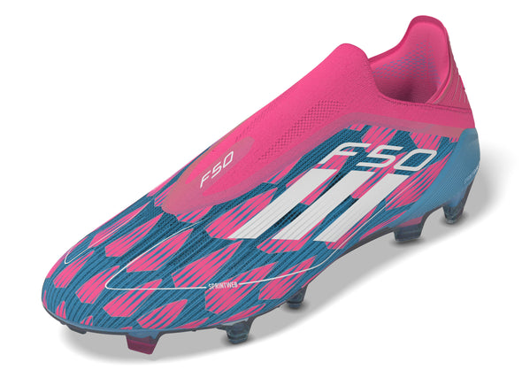 adidas F50 Elite Laceless FG Firm Ground Soccer Cleat Solar Blue/ White/ Solar Pink