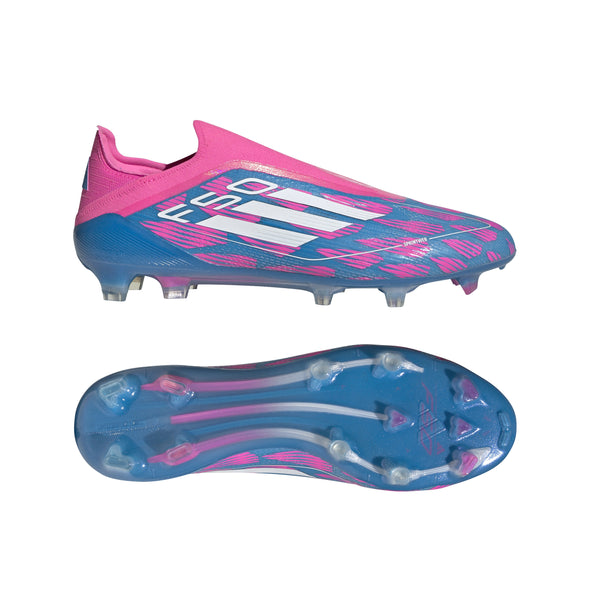 adidas F50 Elite Laceless FG Firm Ground Soccer Cleat Solar Blue/ White/ Solar Pink