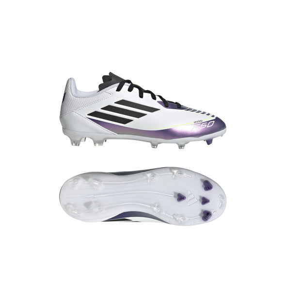 adidas F50 League FG/MG Junior Messi-White/Cloud Black/ Unity Purple