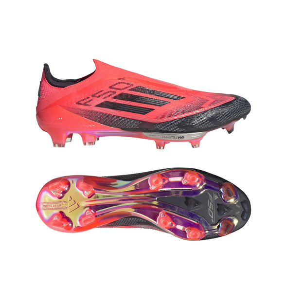 adidas F50 + FG Firm Ground Soccer Cleat Turbo/ Aurora Black/ Platinum Metallic