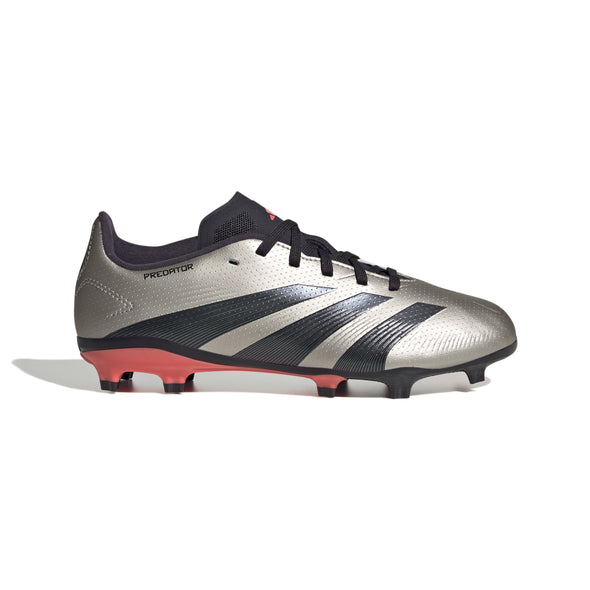 adidas Predator League Low FG Junior Firm Ground Soccer Cleat -Platin Metallic/ Aurora Black/ Turbo