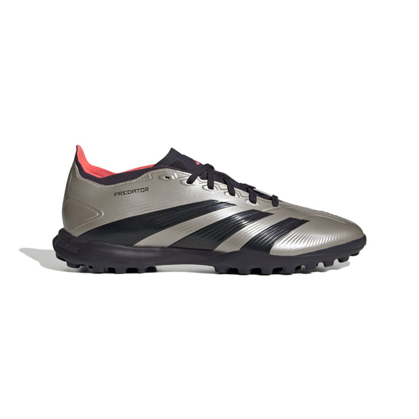 adidas Predator League Low TF Turf Soccer Cleat - Platin Metallic/ Aurora Black/ Turbo