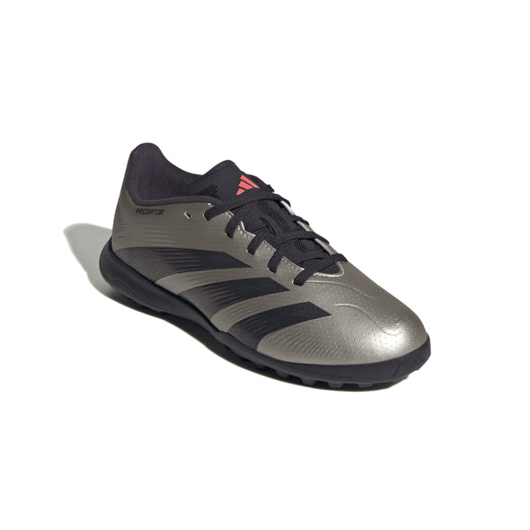 adidas Predator League Low TF Junior Turf Soccer Cleat -Platin Metallic/ Aurora Black/ Turbo