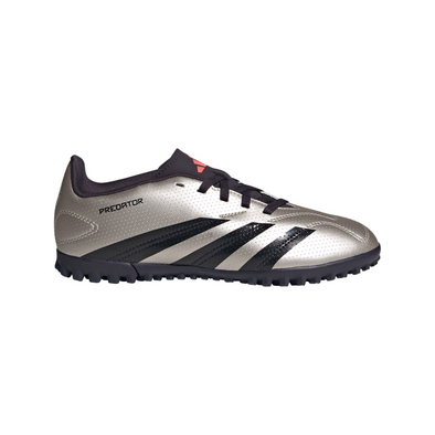 adidas Predator Club TF Turf Junior Soccer Shoes- Platin Metallic/ Aurora Black/ Turbo
