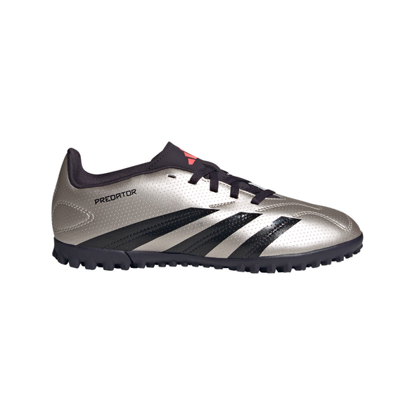 adidas Predator Club TF Turf Junior Soccer Shoes- Platin Metallic/ Aurora Black/ Turbo