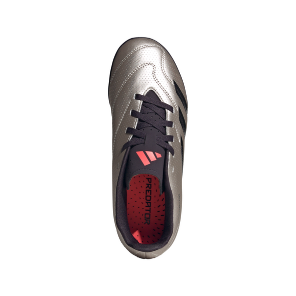 adidas Predator Club TF Turf Junior Soccer Shoes- Platin Metallic/ Aurora Black/ Turbo