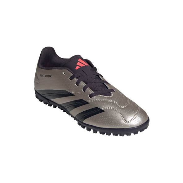adidas Predator Club TF Turf Junior Soccer Shoes- Platin Metallic/ Aurora Black/ Turbo