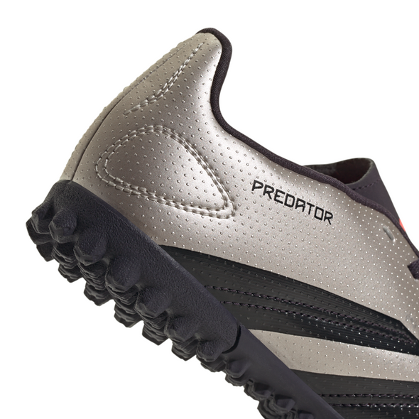 adidas Predator Club TF Turf Junior Soccer Shoes- Platin Metallic/ Aurora Black/ Turbo
