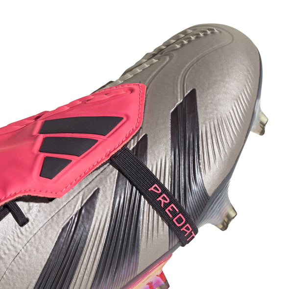 adidas Predator Elite Fold Tounge FG Firm Ground Soccer Cleat - Platinum Metallic/ Aurora Black/ Turbo