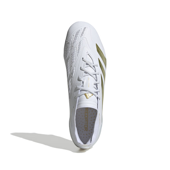 adidas Predator Elite FG Firm Ground Soccer Cleat -Cloud White / Gold Metallic / Cloud White