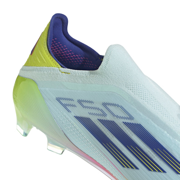 adidas F50 Elite Laceless FG Firm Ground Soccer Cleat - Almost Blue/ Lucid Pink/ Semi Solar Yellow