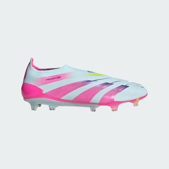 adidas Predator Elite Laceless FG Firm Ground Soccer Cleat - Almost Blue/ Lucid Pink/ Semi Solar Yellow