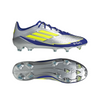 adidas F50 Elite Messi FG Firm Ground Soccer Cleats- Silver Metallic/Solar Yellow/Lucid Blue