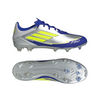 adidas F50 League Messi FG Firm Ground Soccer Cleats- Silver Metallic/Solar Yellow/Lucid Blue