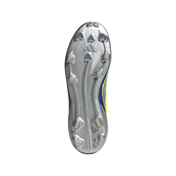 adidas Junior F50 Elite Messi FG Firm Ground Soccer Cleats- Silver Metallic/Solar Yellow/Lucid Blue