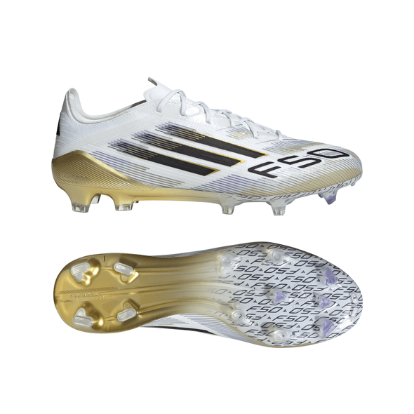 adidas F50 Elite FG Firm Ground Soccer Cleats-Cloud White / Core Black / Gold Metallic