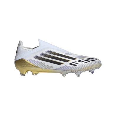 adidas F50 Elite Laceless FG Firm Ground Soccer Cleats-Cloud White / Core Black / Gold Metallic