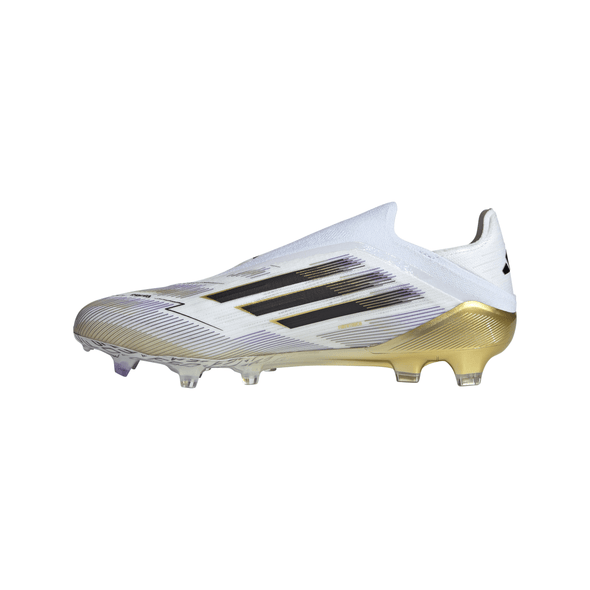 adidas F50 Elite Laceless FG Firm Ground Soccer Cleats-Cloud White / Core Black / Gold Metallic