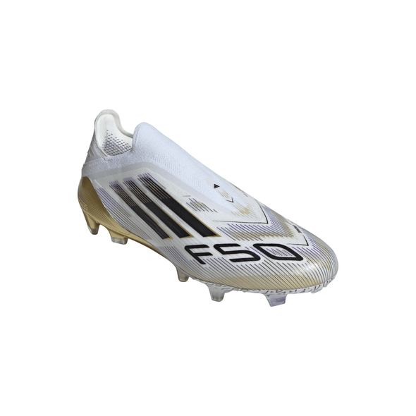 adidas F50 Elite Laceless FG Firm Ground Soccer Cleats-Cloud White / Core Black / Gold Metallic