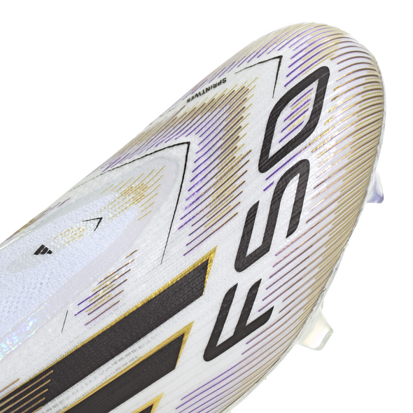 adidas F50 Elite Laceless FG Firm Ground Soccer Cleats-Cloud White / Core Black / Gold Metallic