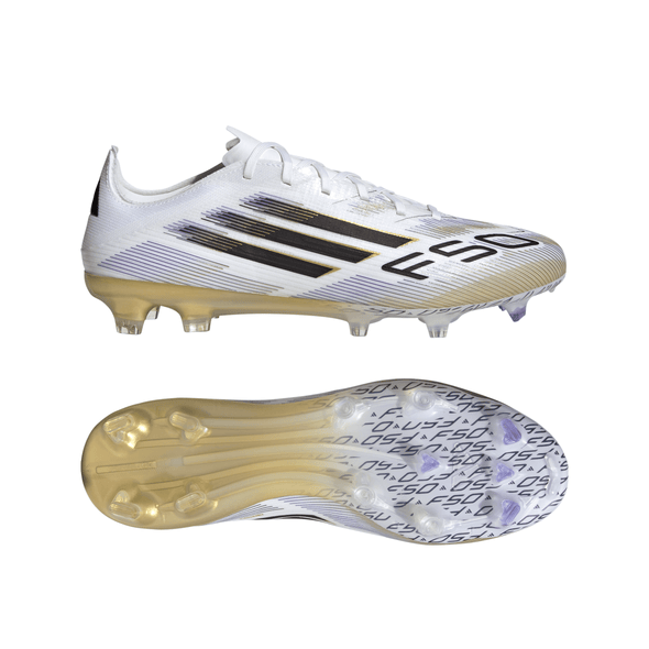 adidas F50 Pro FG Firm Ground Soccer Cleats- Cloud White /Core Black /Gold Metallic
