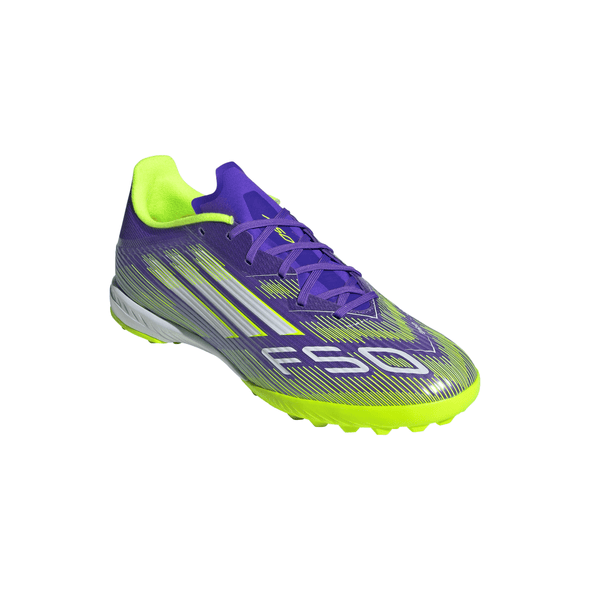 adidas F50 League TF Turf Soccer Cleats - Purple Rush / Cloud White / Lucid Lemon