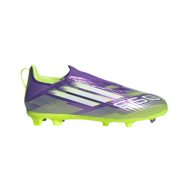 adidas F50 Junior Laceless  League FG Firm Ground Soccer Cleats -Purple Rush / Cloud White / Lucid Lemon
